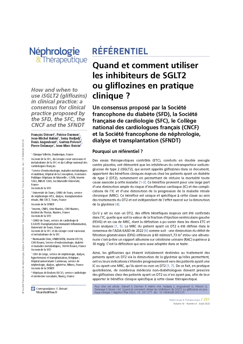 Quand et comment utiliser les inhibiteurs de SGLT2 ou gliflozines