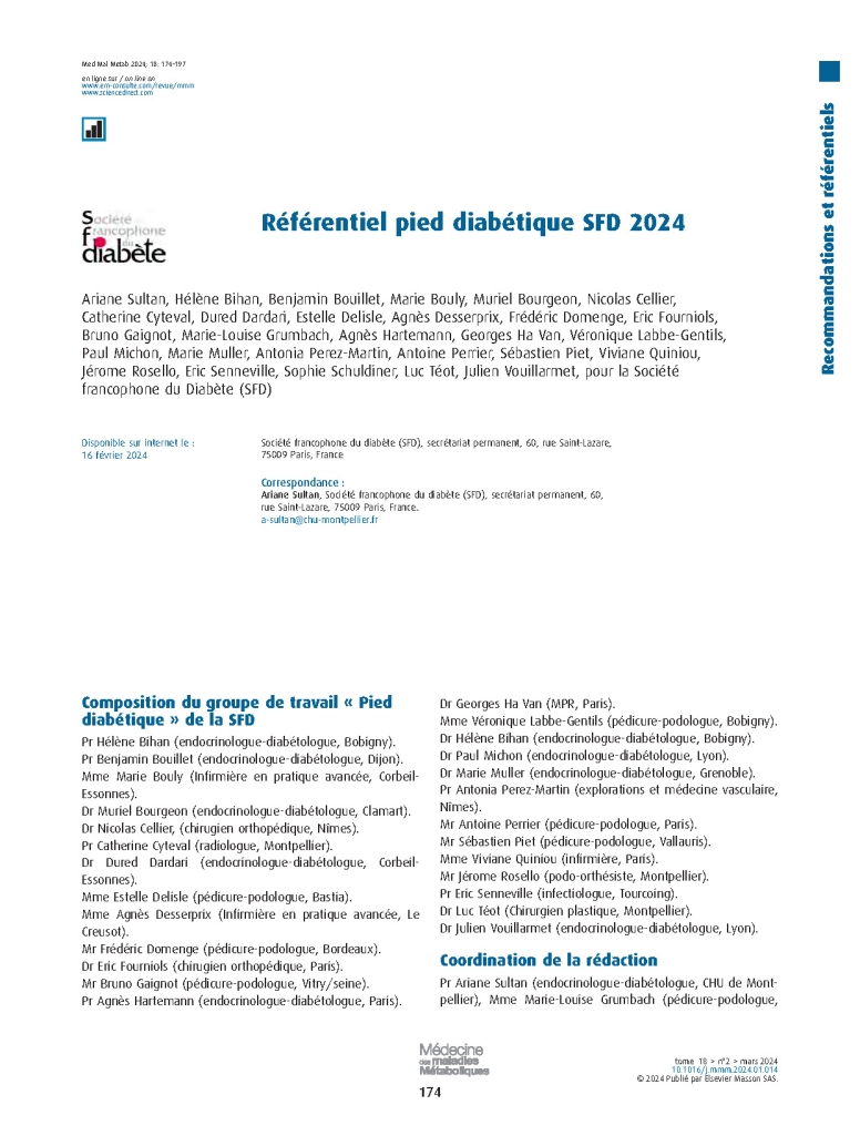 Référentiel pied diabétique SFD 2024